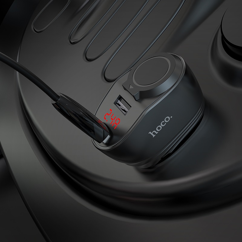 Прикурювач одинарний Hoco Z34 3.1A/2 USB + Цифровий дисплей 2хUSB+заглушка Чорна Прикурювач одинарний Hoco Z34 3.1A/2 USB + Цифровий дисплей 2хUSB+заглушка Чорна