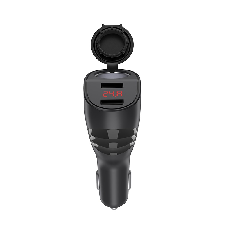 Прикурювач одинарний Hoco Z34 3.1A/2 USB + Цифровий дисплей 2хUSB+заглушка Чорна Прикурювач одинарний Hoco Z34 3.1A/2 USB + Цифровий дисплей 2хUSB+заглушка Чорна