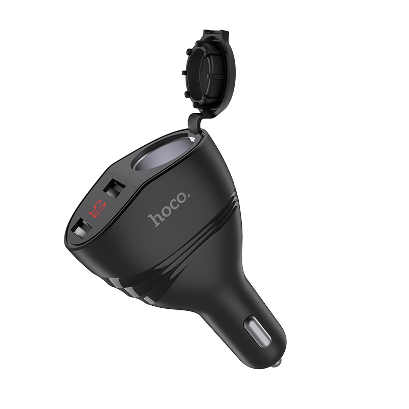 Прикурювач одинарний Hoco Z34 3.1A/2 USB + Цифровий дисплей 2хUSB+заглушка Чорна Прикурювач одинарний Hoco Z34 3.1A/2 USB + Цифровий дисплей 2хUSB+заглушка Чорна