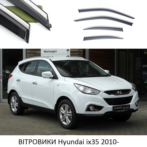 Дефлектори вікон Hyundai ix35 (Tucson)2010-2015 "FLY""нержавійка 3D"BHYI351023-W/S(144)