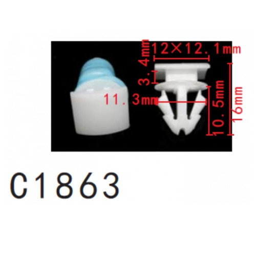 Кліпси C1863 молдингу/крило VW, AUDI, SKODA, SEAT (8R0853909A, 8R0-853-909-A, 15042) ( уп. 100 шт.) Кліпси C1863 молдингу/крило VW, AUDI, SKODA, SEAT (8R0853909A, 8R0-853-909-A, 15042) ( уп. 100 шт.)