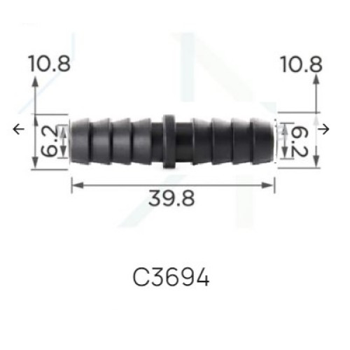 З’єднувач C3694 для трубокd10,8мм ( уп. 100 шт.)