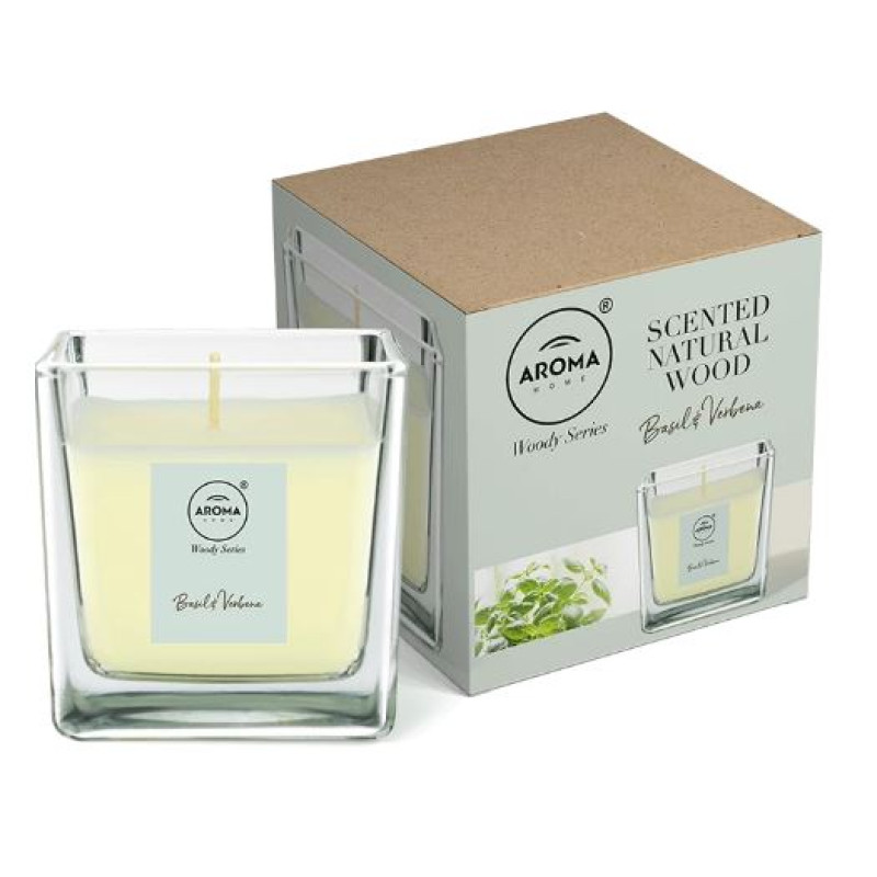 Ароматична свічка 155g "Aroma Home" - Natural Wax Woody Series - Basil&Verbena(Базилік-Вербена)10929 Ароматична свічка 155g "Aroma Home" - Natural Wax Woody Series - Basil&Verbena(Базилік-Вербена)10929