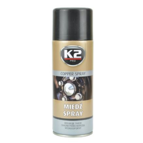 Мастило мідне аерозоль 400ml "K2" W122 / для супортів, різьб. з'єднань (+40C...+1100С)