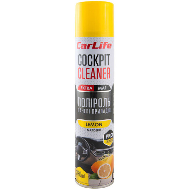 Поліроль торпеди спрей 320ml "Carlife" EXTRA MAT Лимон CF341 (24шт/ящ)