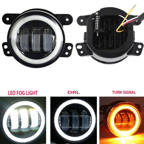 Протитуманні LED Фари Лінза з ДХО та поворотом D=100мм 10-30V/15W 7000K (2шт) 3627