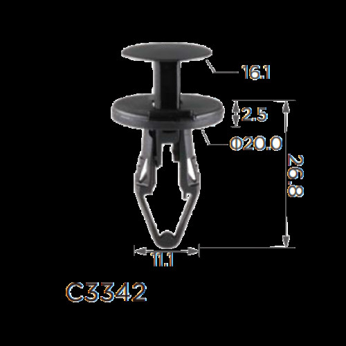 Кліпси C3342 бампер/крило GM 11589294 (100шт)