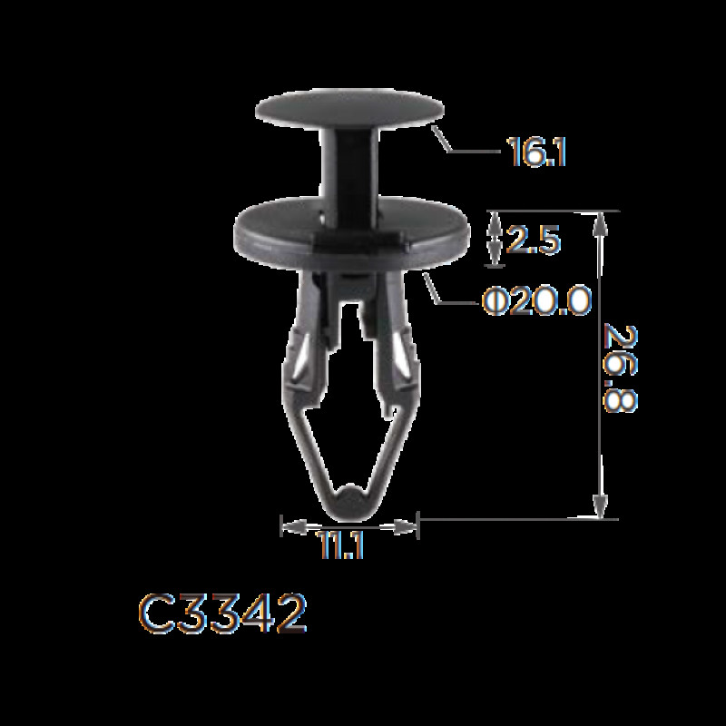 Кліпси C3342 бампер/крило GM 11589294 (100шт)