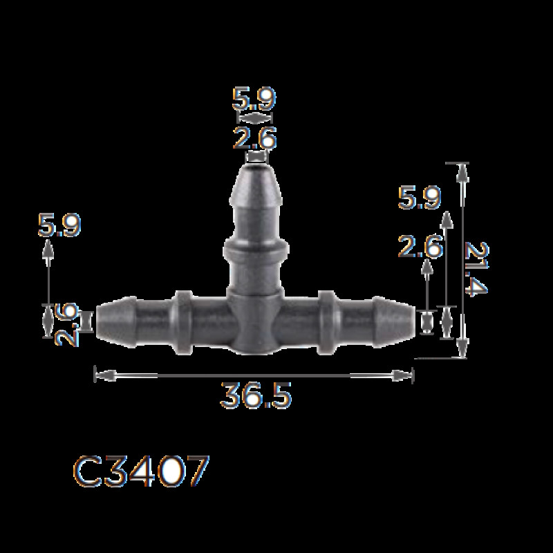 З'єднувач C3407 пластиковий трійник d5.7 ( уп. 100 шт.)