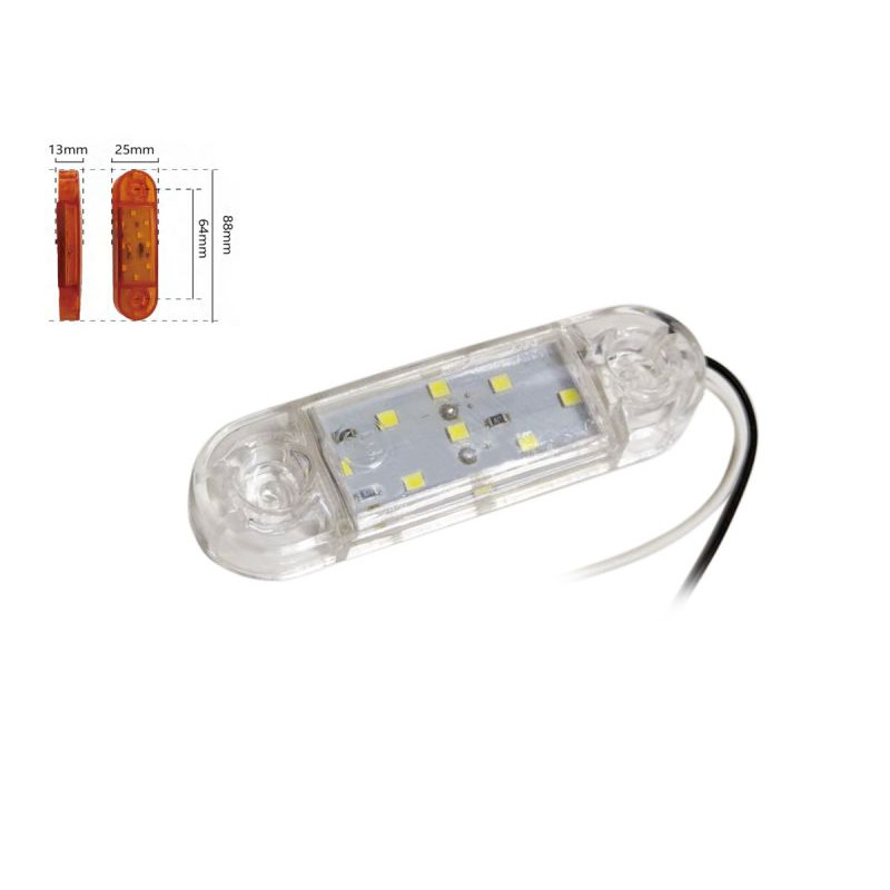Габарит - білий -  88х25мм - 12/24V Led 9 діодів - BD-0016W (2шт)