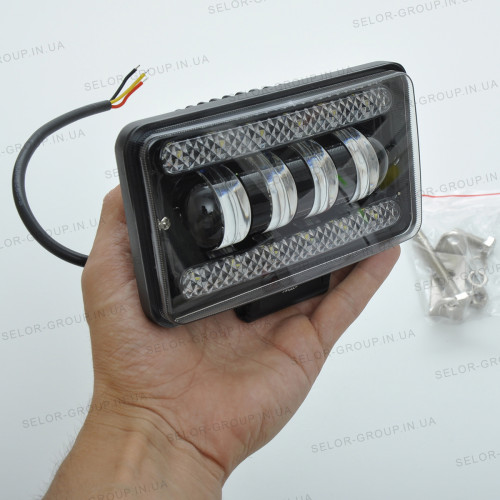 Фара-LED Прямокутник 60W(15W*4) 10-30V 150*90*65mm Ближнє/Flood PREMIUM+ДХО+Лінза 04-60W 3 989(1шт