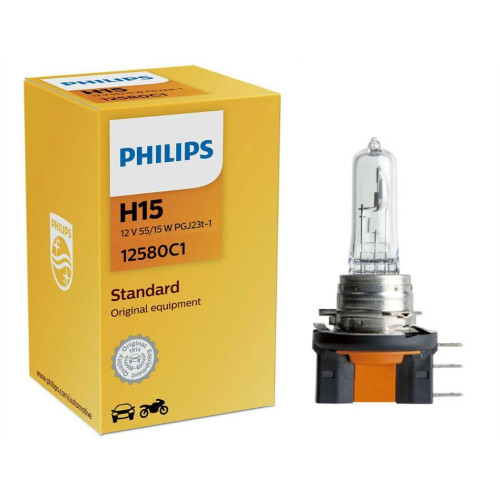 Лампа 12V_H15 55W "Philips" (1шт) (12580C1) PGJ23t-1