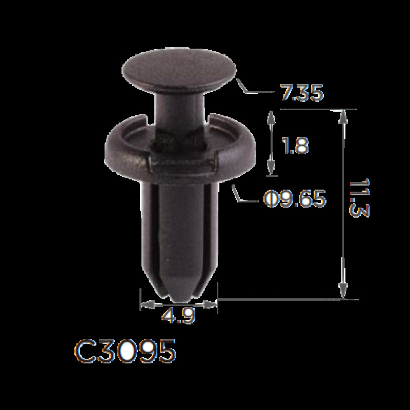 Кліпси C3095 кріплення молдингу/бампера TOYOTA, LEXUS, SCION (9046705170, 90467-05170,11388) (уп.100