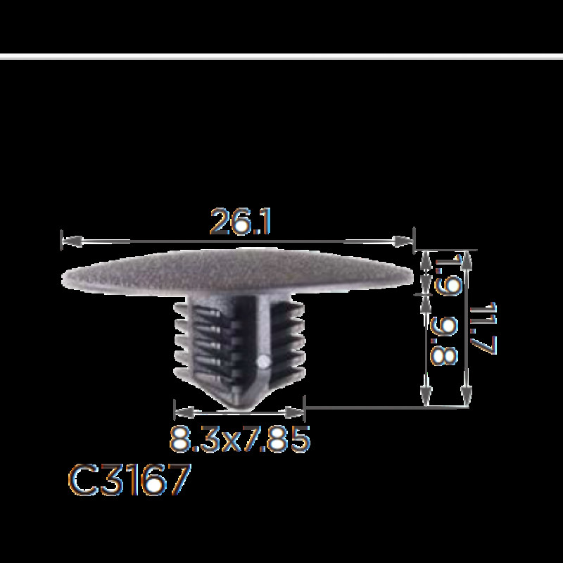 Кліпси C3167 обшивки капота / тепло-шумоізоляція MITSUBISHI, CITROEN (MU001282, 10535) (уп.100шт) Кліпси C3167 обшивки капота / тепло-шумоізоляція MITSUBISHI, CITROEN (MU001282, 10535) (уп.100шт)