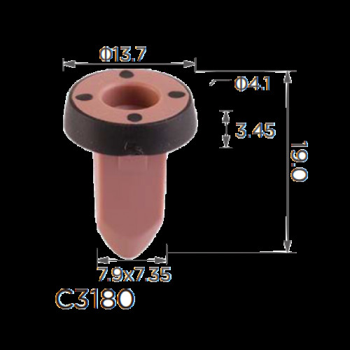 Кліпси C3180 кріплення бампера VW, AUDI, SEAT, SKODA (N10507301, N-105-073-01, 14310) ( уп. 100 шт.)
