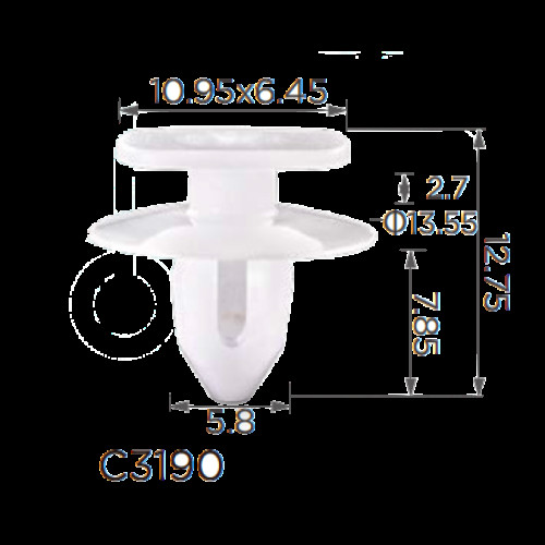 Кліпси C3190 обшивки дверей  VW, SEAT (6E0837732, 6E0-837-732, 15879)( уп. 100 шт)