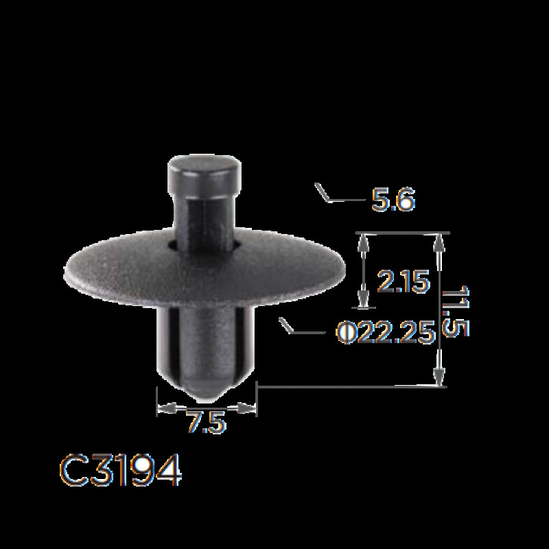 Кліпси C3194 VW, AUDI, NISSAN, HONDA, MAZDA, MITSUBISHI, SUZUKI (WHT004994, 11575) (100шт) Кліпси C3194 VW, AUDI, NISSAN, HONDA, MAZDA, MITSUBISHI, SUZUKI (WHT004994, 11575) (100шт)