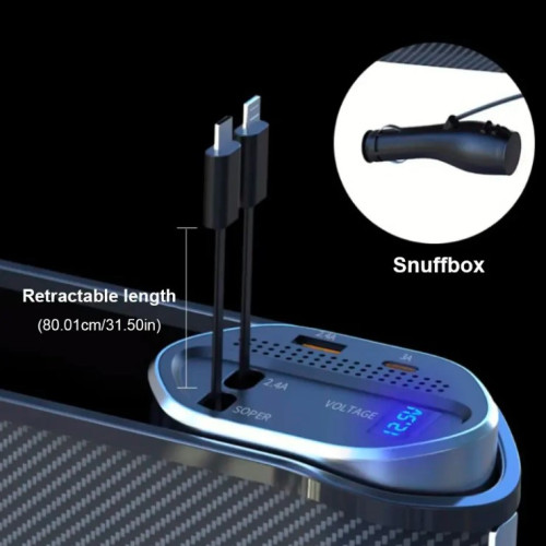Органайзер - Універсальний Карбон 30см Charging Storage Box USB+Type-C+Lightning QC3.0 (1шт)