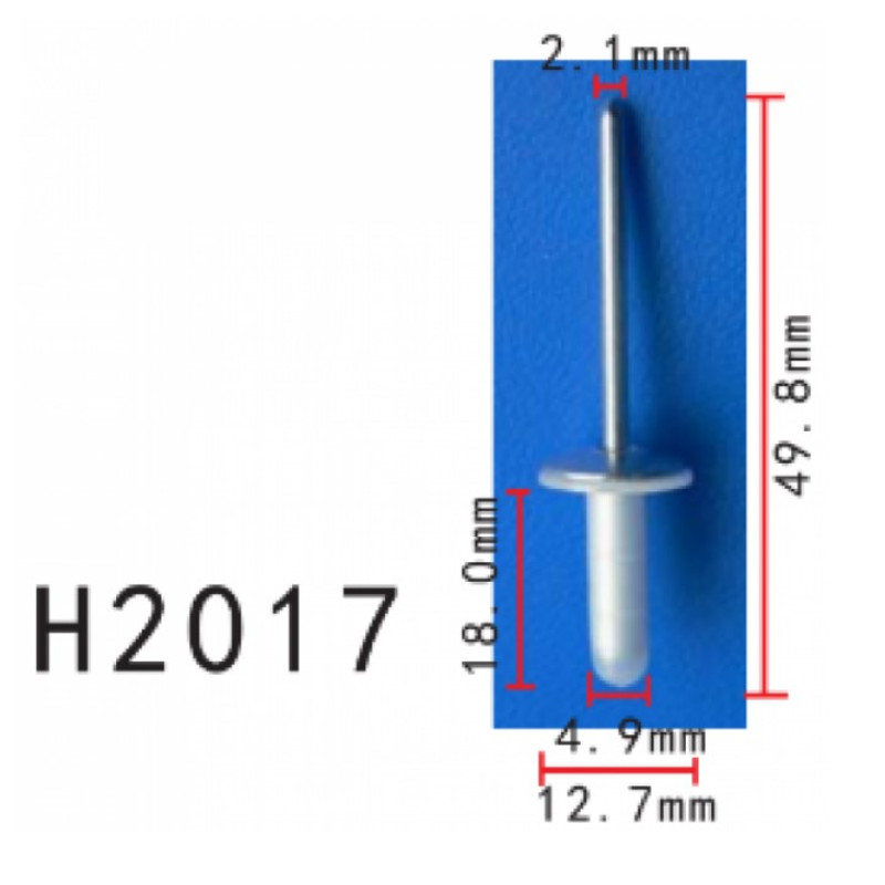 Заклепки H2017 металева TOYOTA, LEXUS (9026905034, 90269-05034, 25472)( уп. 100 шт.) Заклепки H2017 металева TOYOTA, LEXUS (9026905034, 90269-05034, 25472)( уп. 100 шт.)