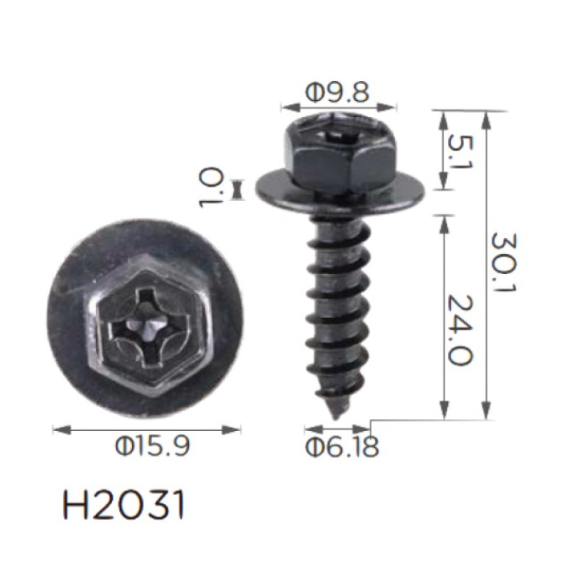 Саморіз H2031 з шайбою MERCEDES, TOYOTA (90159-60488, 9015960488, 18827) ( уп. 100 шт.) Саморіз H2031 з шайбою MERCEDES, TOYOTA (90159-60488, 9015960488, 18827) ( уп. 100 шт.)