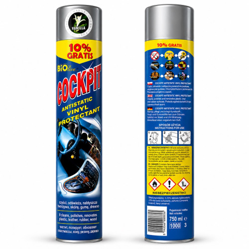Поліроль торпеди спрей 750ml "Bio-Line" Cockpit Ваніль (Vanilla) (24шт/уп) Поліроль торпеди спрей 750ml "Bio-Line" Cockpit Ваніль (Vanilla) (24шт/уп)