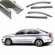 Дефлектори вікон Skoda Octavia II (A-5) Седан 2007-2013 скотч "FLY" (Нержавіюча смуга 3D)