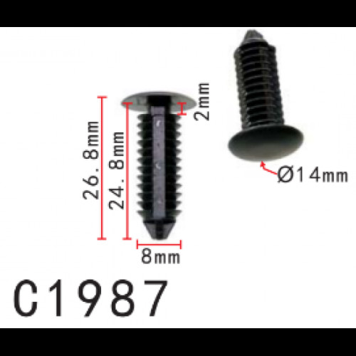 Кліпси C1987 кріплення обшивки кузова/салону BMW, Ford, GM, Chrysler 52201964201 (уп.100шт)