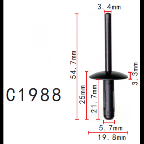 Заклепки C1988 пластикова BMW 07147293278 ( уп. 100 шт.)
