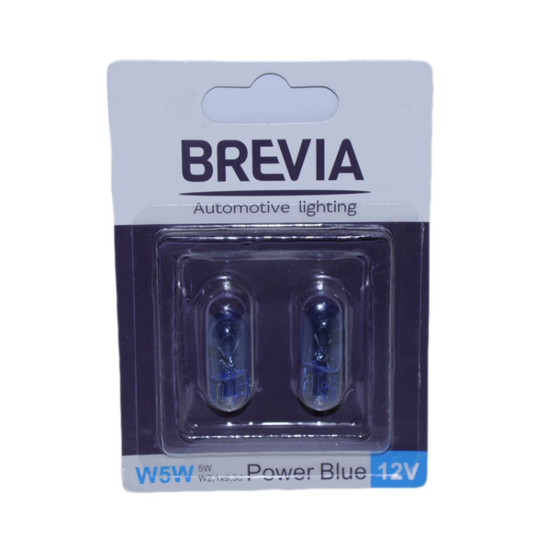 Лампа 12V (бесцок.) W5W "Brevia" (12328B2) Power Blue W2.1 x9.5d блістер 2шт. (10/200 шт/ящ)