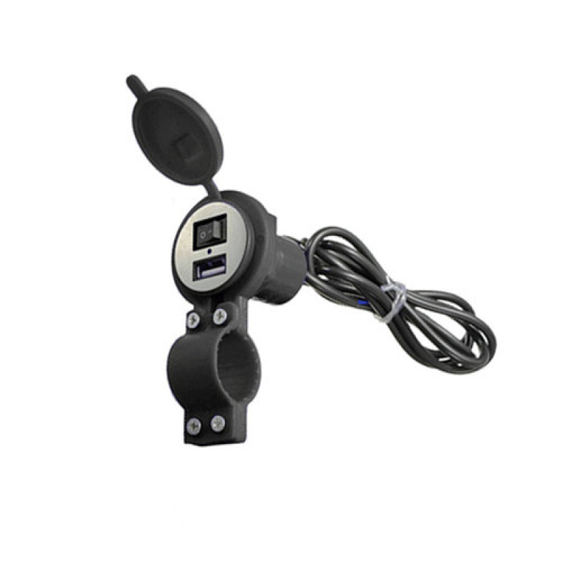 Гніздо під 1 USB DC 12-24V 2,1A, з підсвічуванням кнопкою та гумовою кришкою А61Н Гніздо під 1 USB DC 12-24V 2,1A, з підсвічуванням кнопкою та гумовою кришкою А61Н