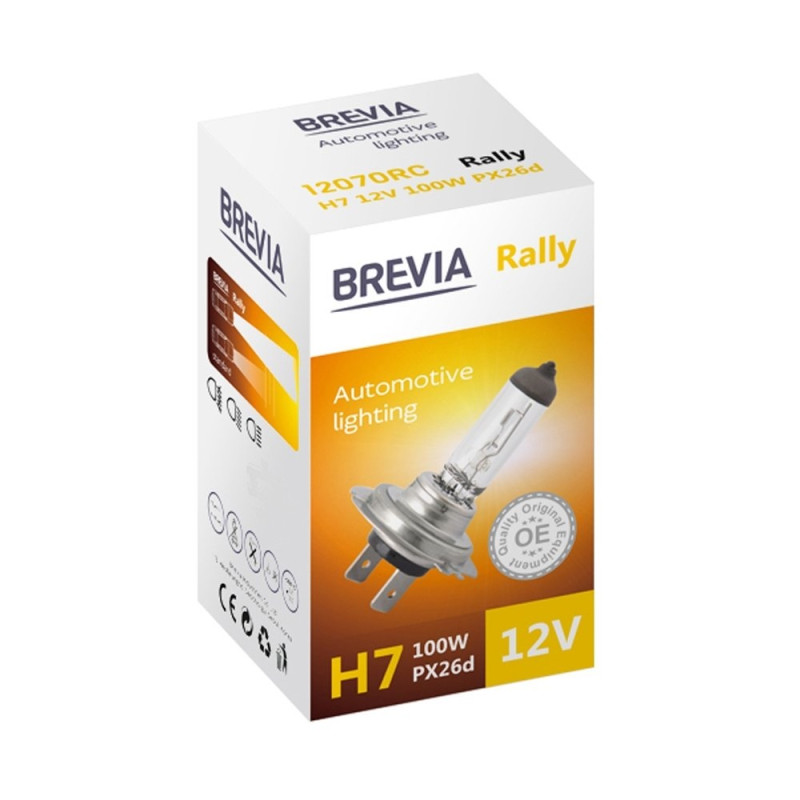 Лампа 12V H7 100W Rally "Brevia" (1шт) (12070RC) (10шт/уп)