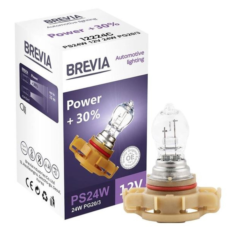 Лампа 12V (цок.PG20/3) PS24W + 30% "Brevia" (12224C) (500 шт/ящ)