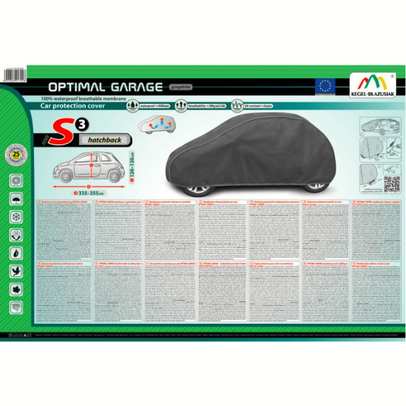 Тент Хетчбек 355х148x136 см (S3) Optimal Garage, Hatchback "KEGEL" Graphite "5-4312-248-4010"