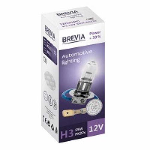 Лампа 12V H3 55W + 30% "Brevia" (1шт) (12030PC) (10шт/уп) (1000шт/ящ)
