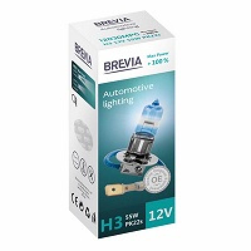 Лампа 12V H3 55W +100% Max Power "Brevia" (1шт) (12030MPC) (10шт/уп) (1000шт/ящ) Лампа 12V H3 55W +100% Max Power "Brevia" (1шт) (12030MPC) (10шт/уп) (1000шт/ящ)