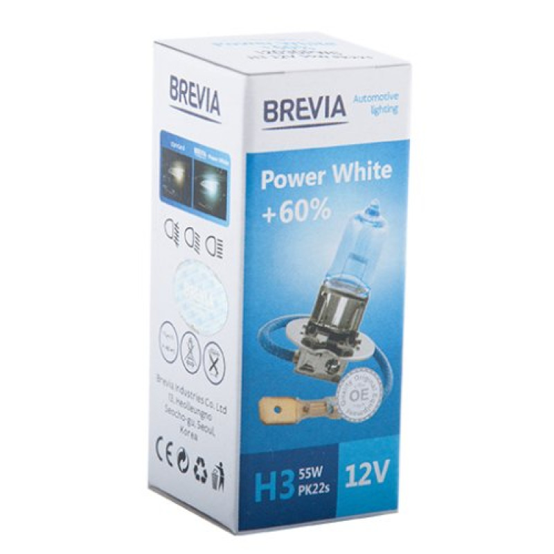 Лампа 12V H3 55W 4300K + 60% Power White "Brevia" (1шт) (12030PWC) (10шт/уп) Лампа 12V H3 55W 4300K + 60% Power White "Brevia" (1шт) (12030PWC) (10шт/уп)