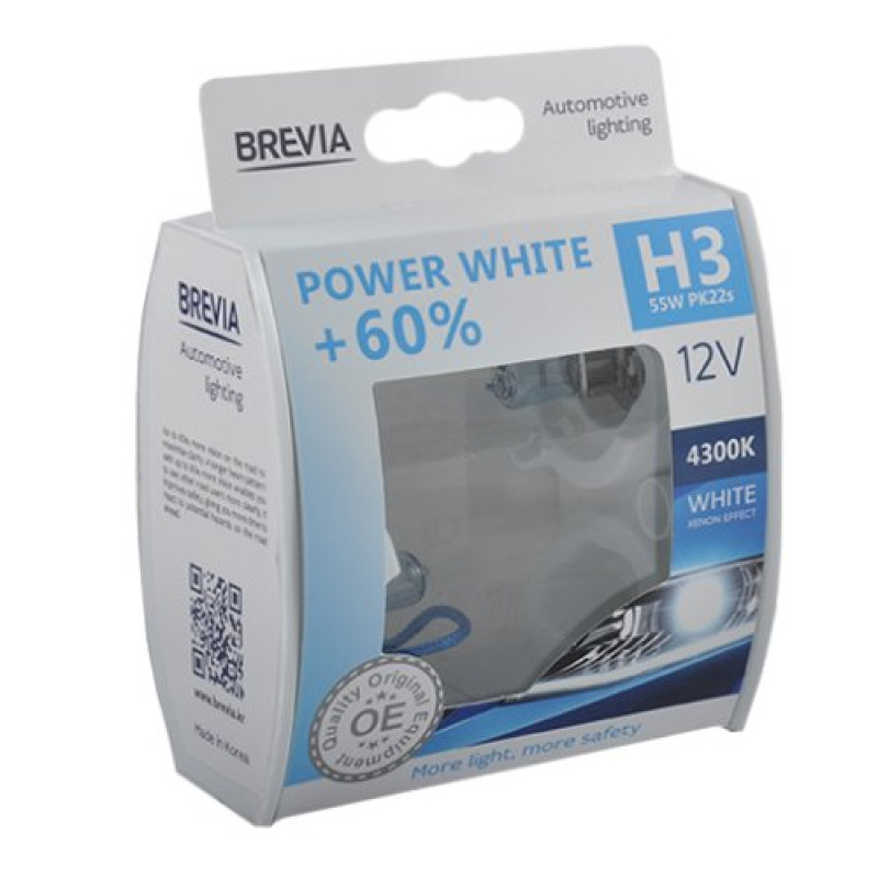 Лампа 12V H3 55W 4300K + 60% Power White "Brevia" (Box-2шт) (12030PWS) (9шт/уп) Лампа 12V H3 55W 4300K + 60% Power White "Brevia" (Box-2шт) (12030PWS) (9шт/уп)