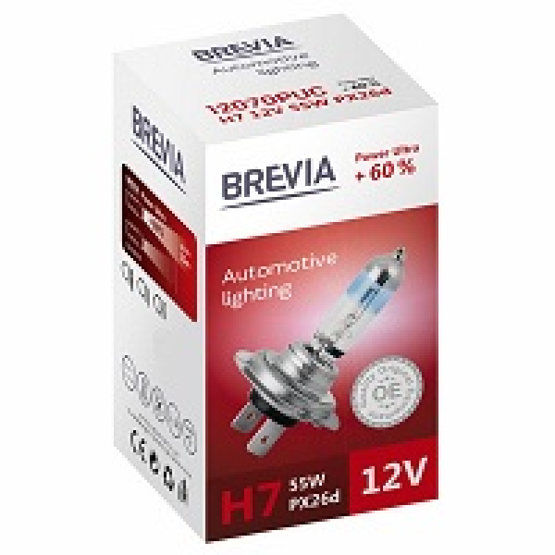 Лампа 12V H7 55W + 60% Power Ultra "Brevia" (1шт)   (12070PUC) (10шт/уп)