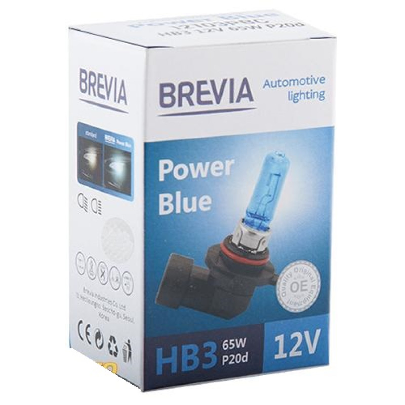 Лампа 12V HB3 65W 4200K Power Blue "Brevia" (1шт)  (12103PBC) (10шт/уп)