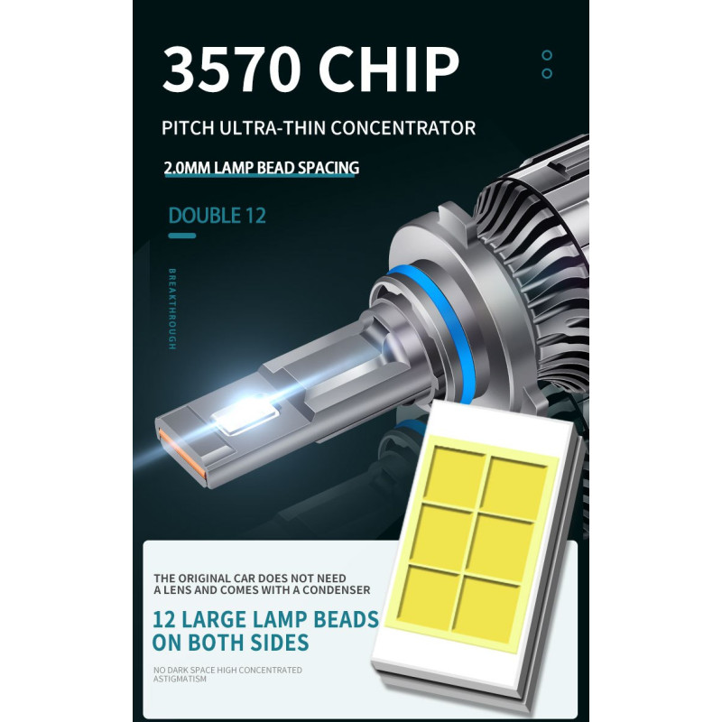 Лампа LED H7 радіатор+кулер  60W/9600Lm/6000K 3570 Chip + 400% 12V "R11" 12 міс. гарантії