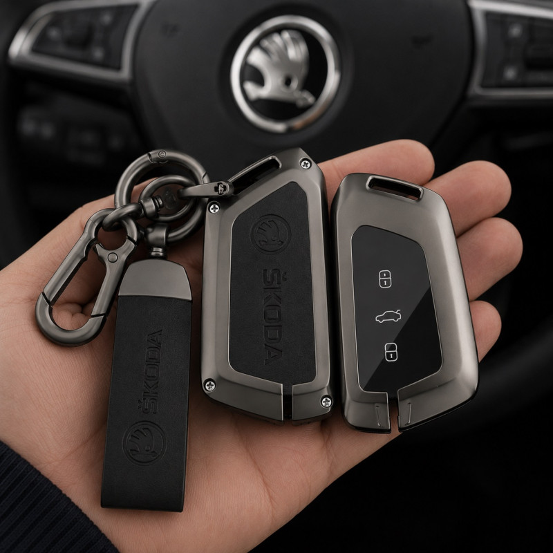 Чохол для ключа Skoda №8-3 кнопки Octavia A8 New Metal Чохол для ключа Skoda №8-3 кнопки Octavia A8 New Metal