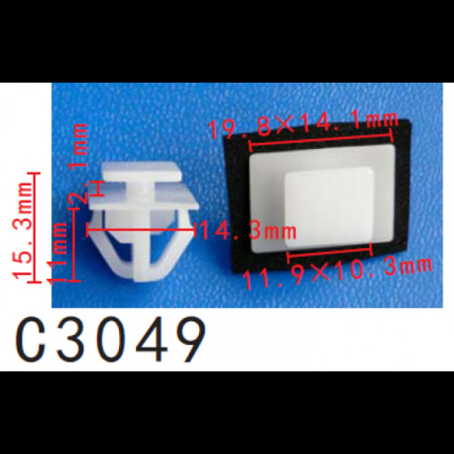 Кліпси C3049 молдинга Hyundai (877162W000, 87716-2W000, 15221)  ( уп. 100 шт.)