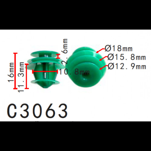Кліпси C3063 обшивки дверей/багажник MAZDA (KD4568865, KD45-68-865, 15592) ( уп. 100 шт)