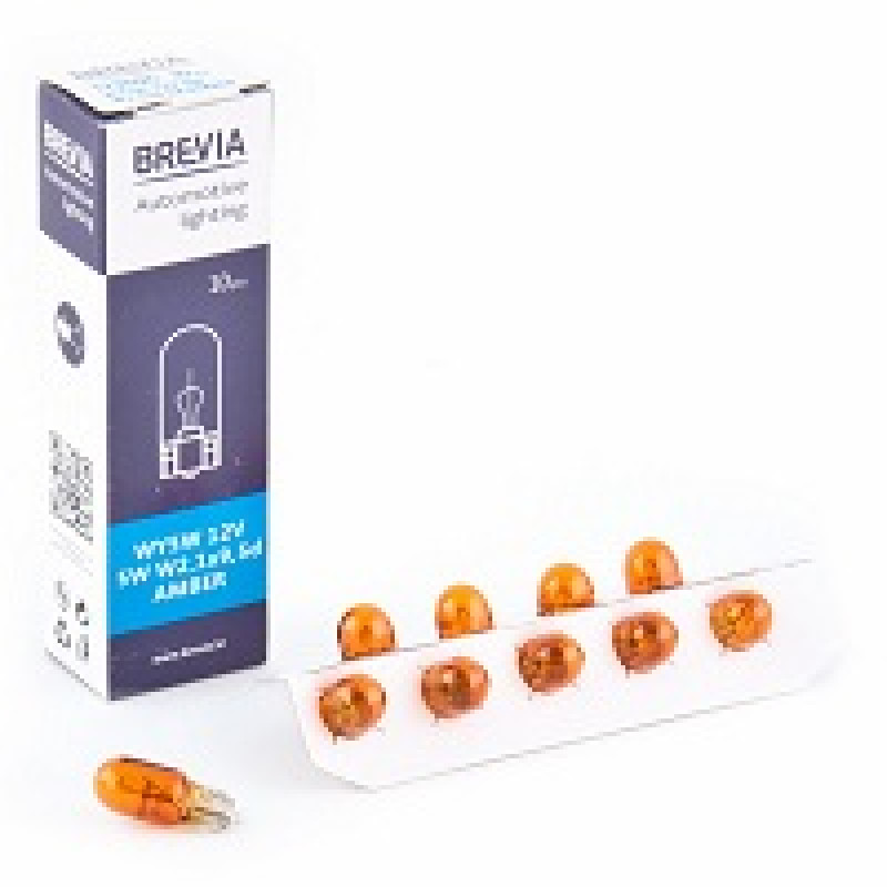 Лампа 12V (бесцок.) W5W "Brevia" (12309C) Amber (уп.10шт) (200 шт/ящ)