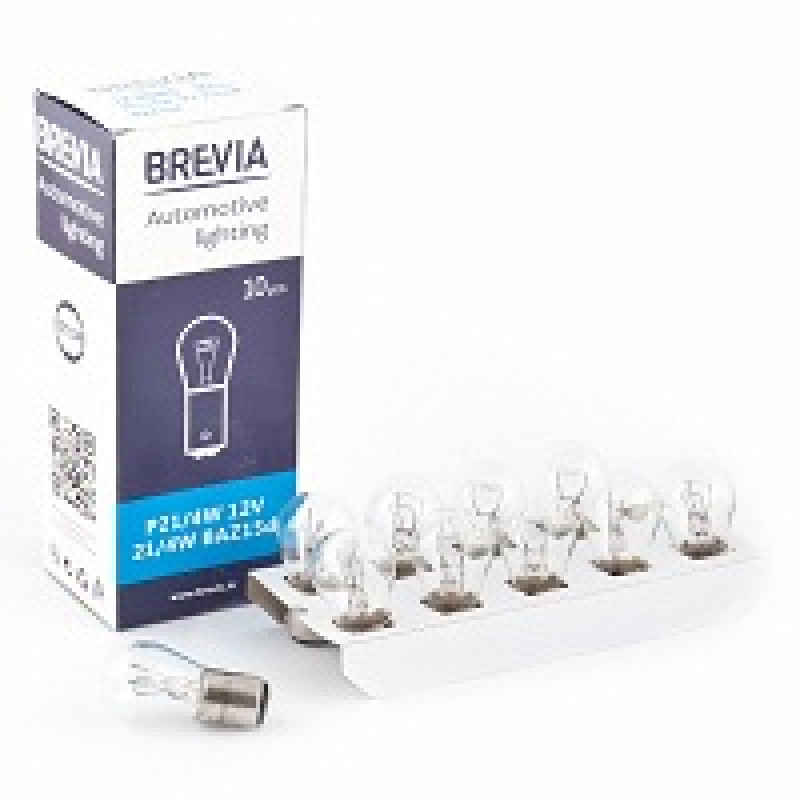 Лампа 12V (цок.зміщ. BАZ15s) P21/4W "Brevia" (12304C) (уп.10шт) (200 шт/ящ)
