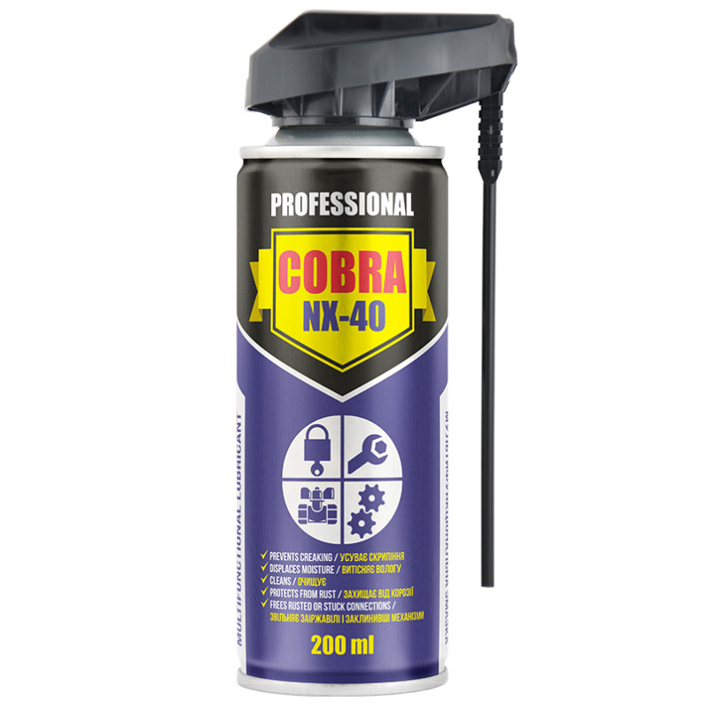 Мастило багатоцільове спрей 200ml "COBRA" NX-40 "PROFESSIONAL" з аплікатором - "Nowax" NX20600