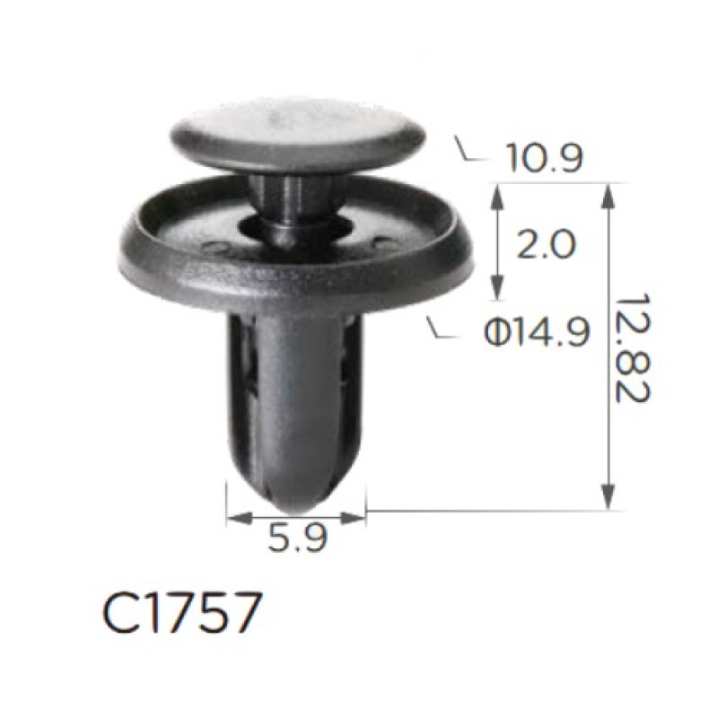 Фіксатор C1757 натискний/розпірний MITSUBISHI, SUBARU (MR288150, 909130013, 11340) ( уп. 100 шт.) Фіксатор C1757 натискний/розпірний MITSUBISHI, SUBARU (MR288150, 909130013, 11340) ( уп. 100 шт.)