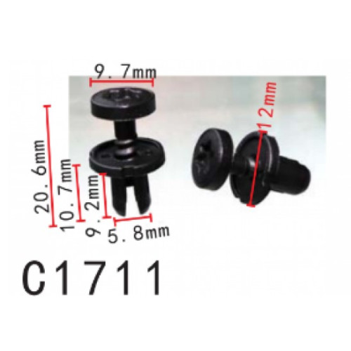 Кліпси C1711 розпірні VW, MERCEDES, CITROEN, PEUGEOT, RENAULT, 000991664, 9699542280  (уп.100шт)