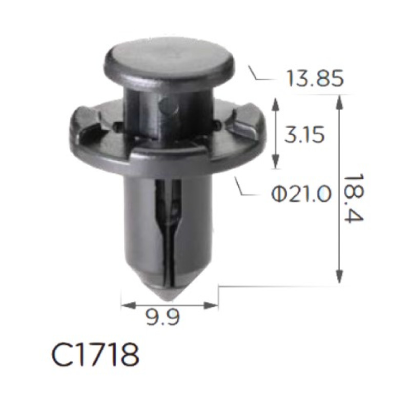Кліпси C1718 розпірні SUBARU (90914-0007, 909140007, 11408) (100шт) Кліпси C1718 розпірні SUBARU (90914-0007, 909140007, 11408) (100шт)