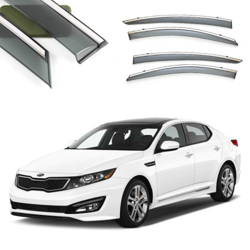 Дефлектори вікон Kia Optima/K5 2010-2016 "Fly" (нержавійка 3D) BKAK51123-W/S